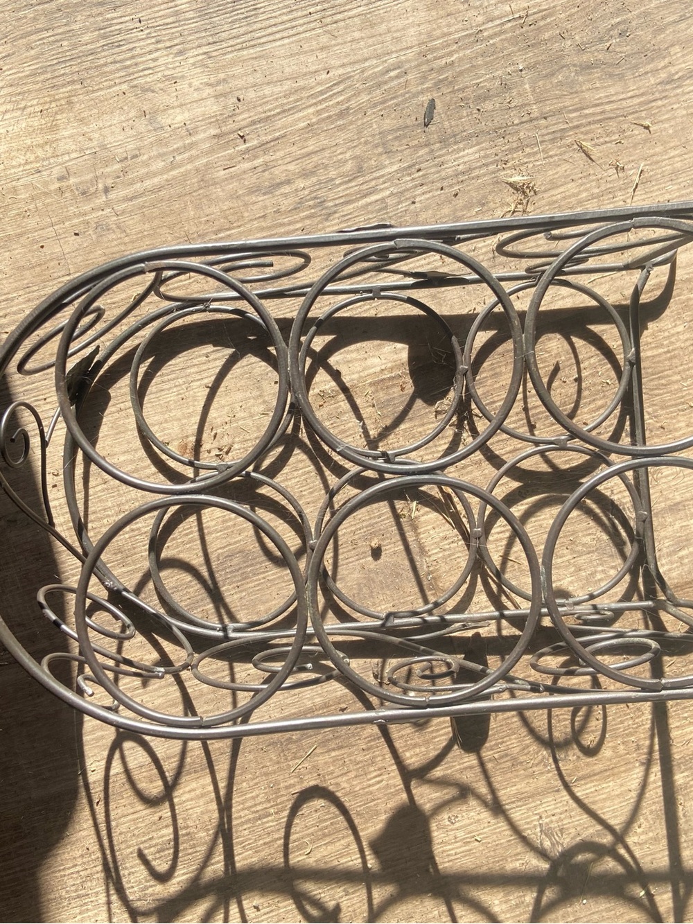 Wrought Iron Circular Wine Bottle Rack - Gray Metal